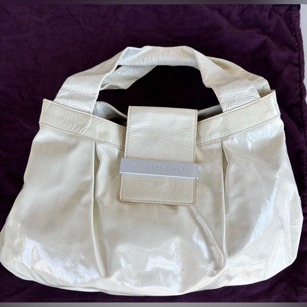 Charles David White Patent Leather Hobo Bag